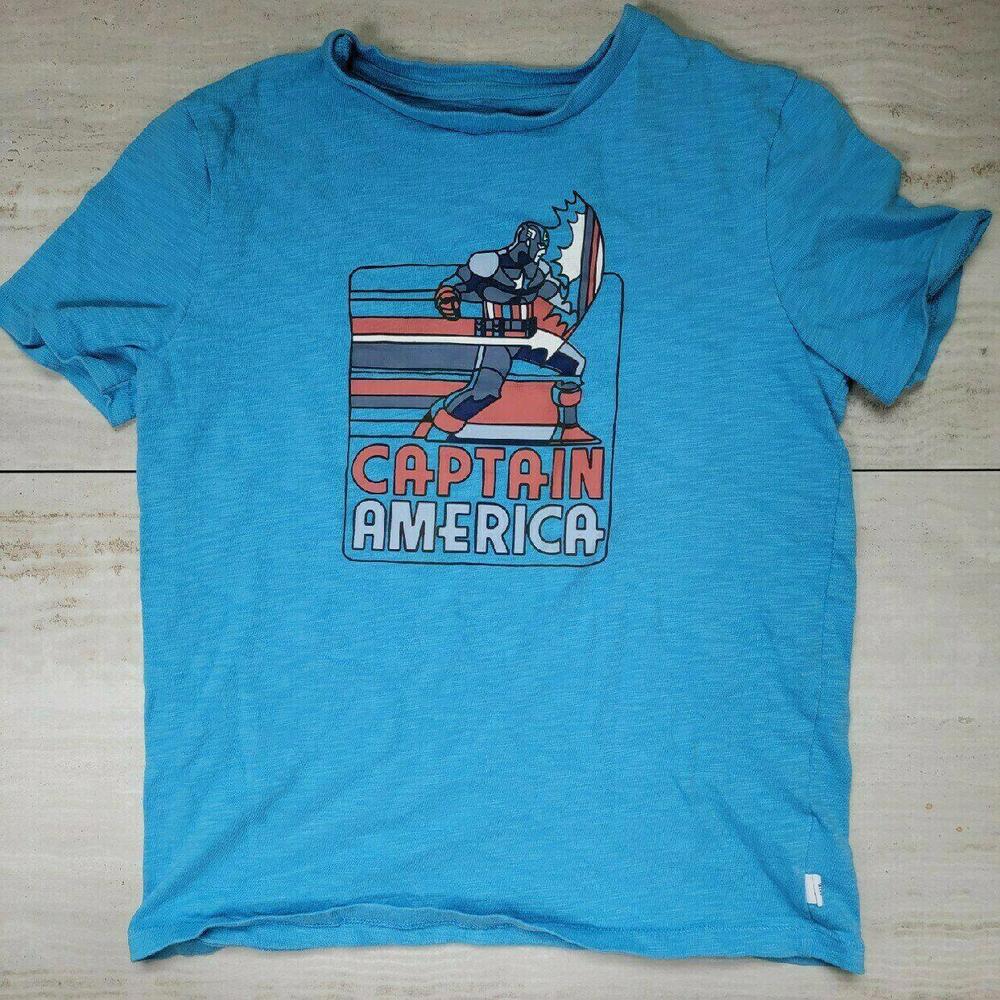 Captain America Graphic Tee - Vintage Style Blue T-Shirt